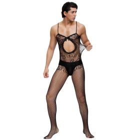 Men's Sling Jacquard Mesh Lace Body Socks