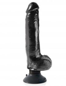 King Cock 9 Inches Vibrating Dildo with Balls Black - PD540823