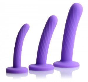 Tri-Play Silicone Dildo 3 Piece Set Purple - TCN-XRAF105-P