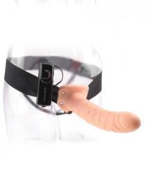 Vibrating Hollow Strap On 8 Inch - Beige - PD336121