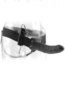 Fetish Fantasy 8 inches Vibrating Hollow Strap On Black - PD336123
