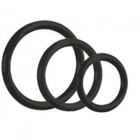 Tri-Rings Set Of 3 Black Rings - SE1421-03
