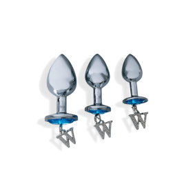 Opis Ã¢â‚¬â€œ 3 piece luxury gem butt plug & anal training kit - Silver and blue